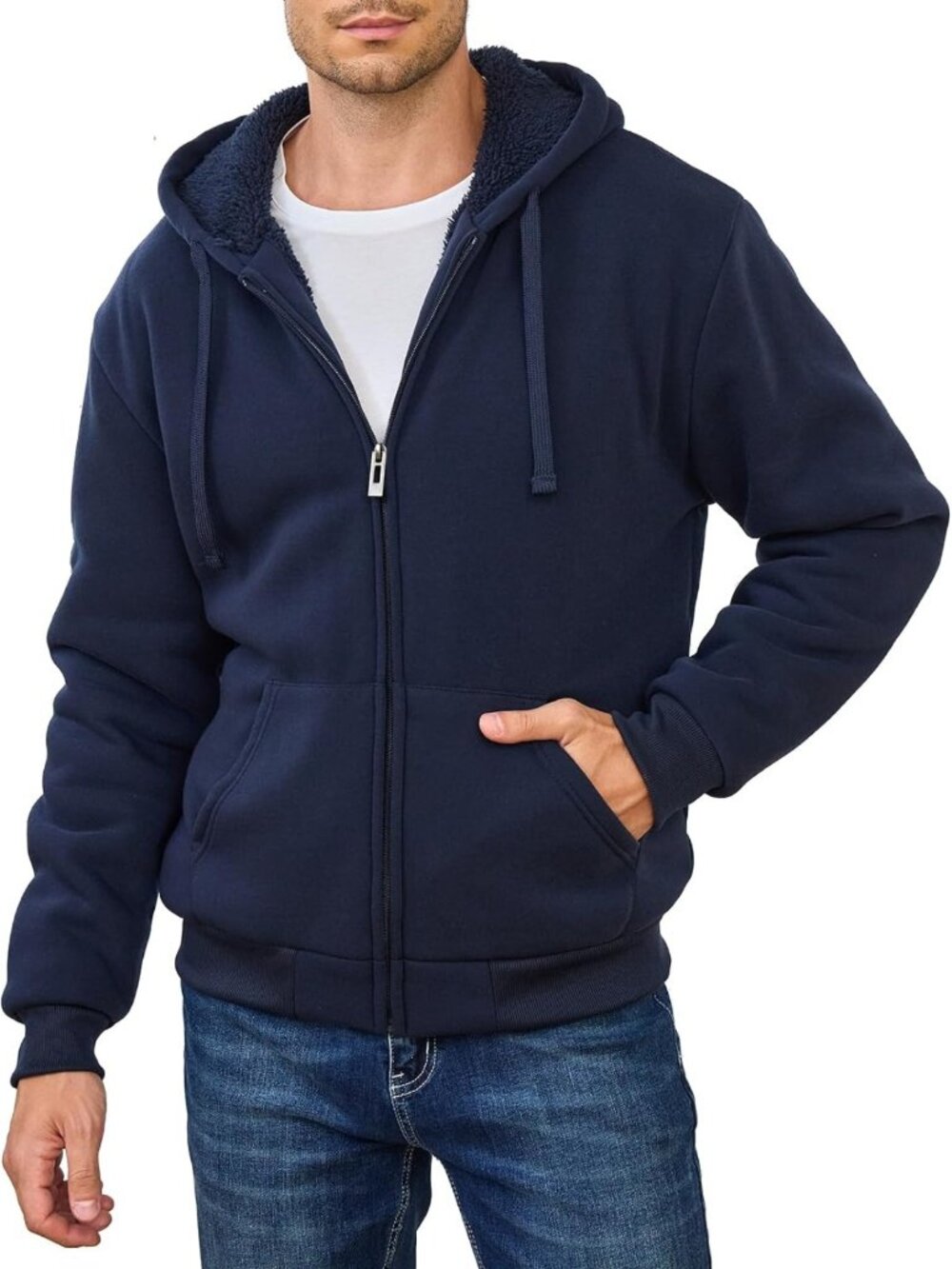 Warm Full Zip Hoodies for Men | Thick Fleece Sherpa Lined Jacket | Heavyweight